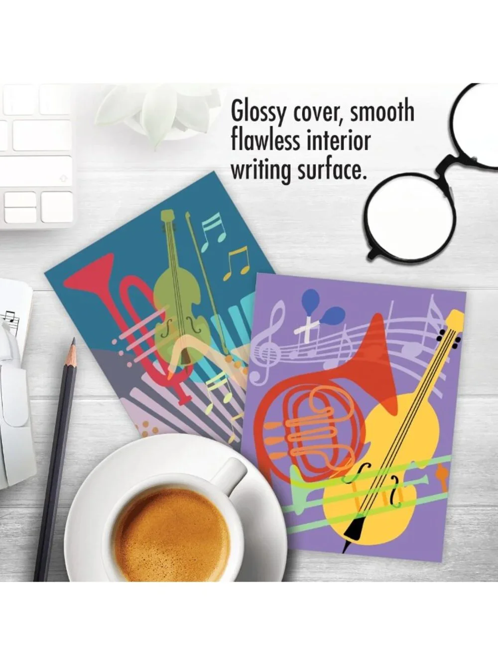 Assorted Blank Note Cards Set with Envelopes - 20 Pack, 10 Designs, Musical